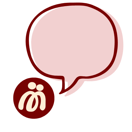 Kundenreferenzen Symbol mit Sprechblase und Logo von Be Good Together -Vroni Hilger